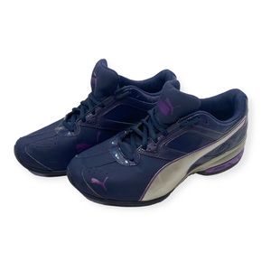 Puma Women's Athletic Sneaker Outdoor Tennis Shoes, Navy Silver Purple, Size 7.5